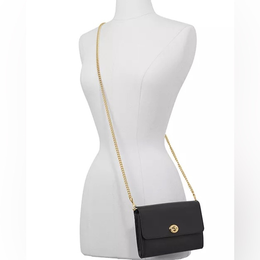 Coach Marlow Turnlock‎ Chain Crossbody Bag Black Smooth Leather - Picture 16 of 16